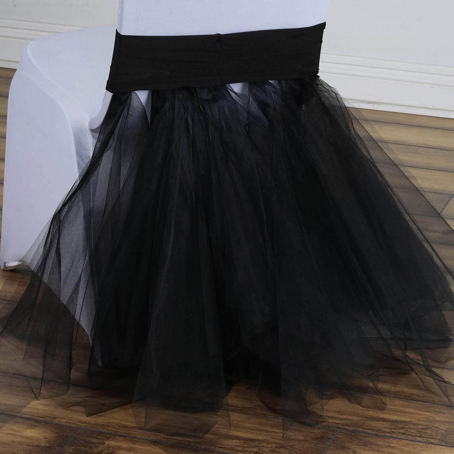 Spandex Chair Cover Skirt Tutu Style for Wedding Chairs Black - Stylish Decor for Formal Events