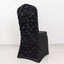 Satin Rosette Chair Cover for Banquet Chairs Black - Stretch Fitted Slip-On Slipcover