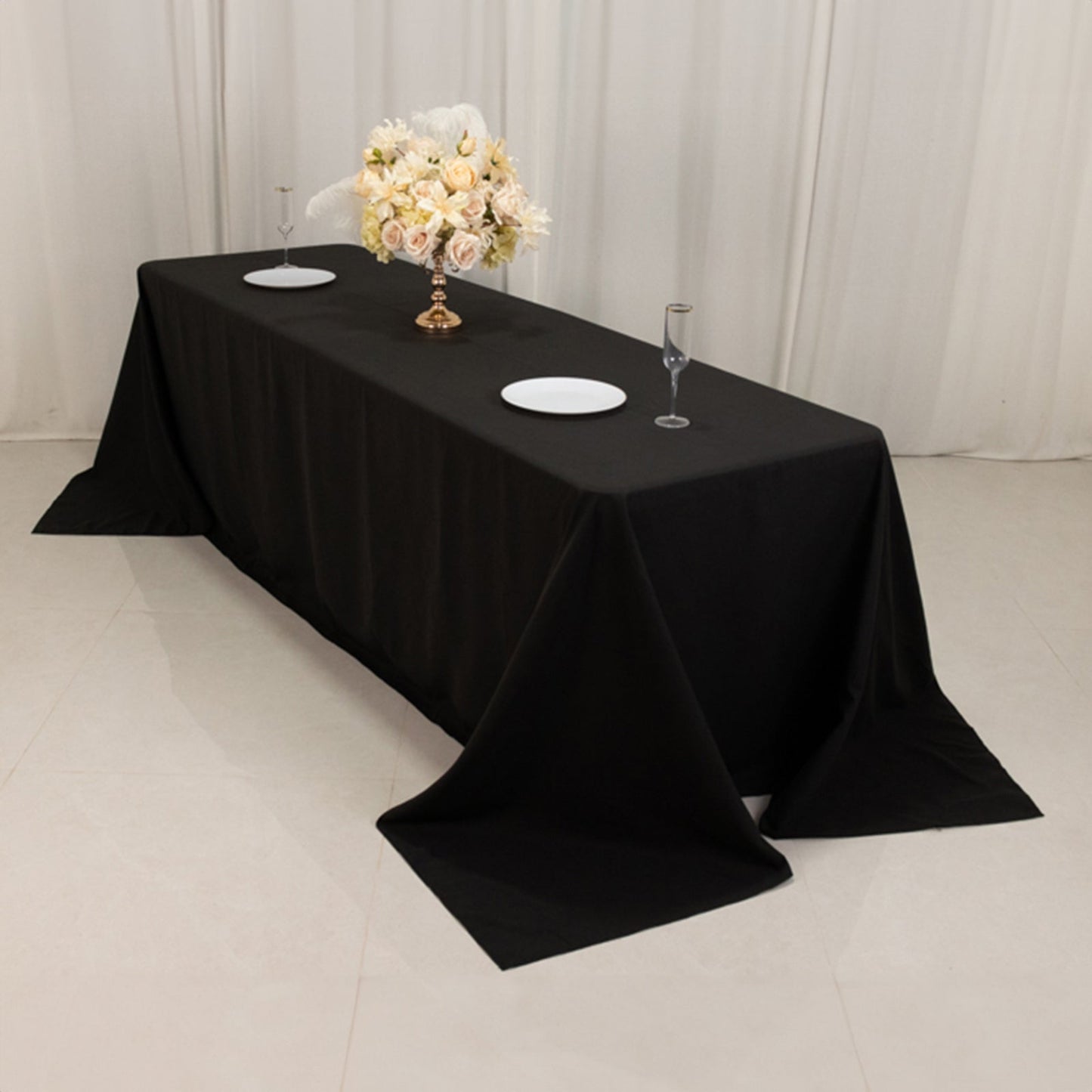 Cotton Blend 90"x156" Rectangle Tablecloth Black - Seamless Wrinkle-Resistant Table Cover