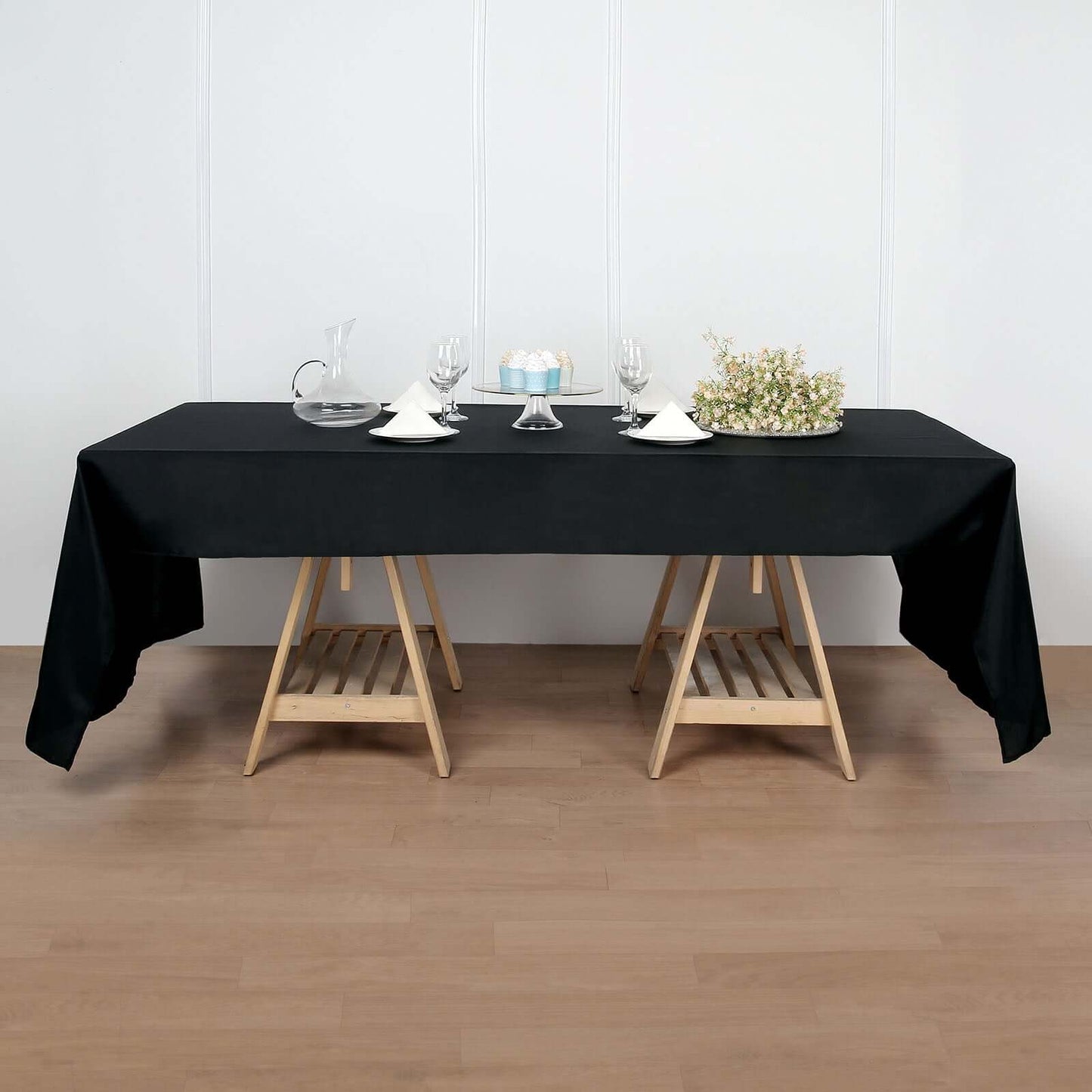Polyester 50"x120" Rectangle Tablecloth Black - Wrinkle-Resistant Table Cover