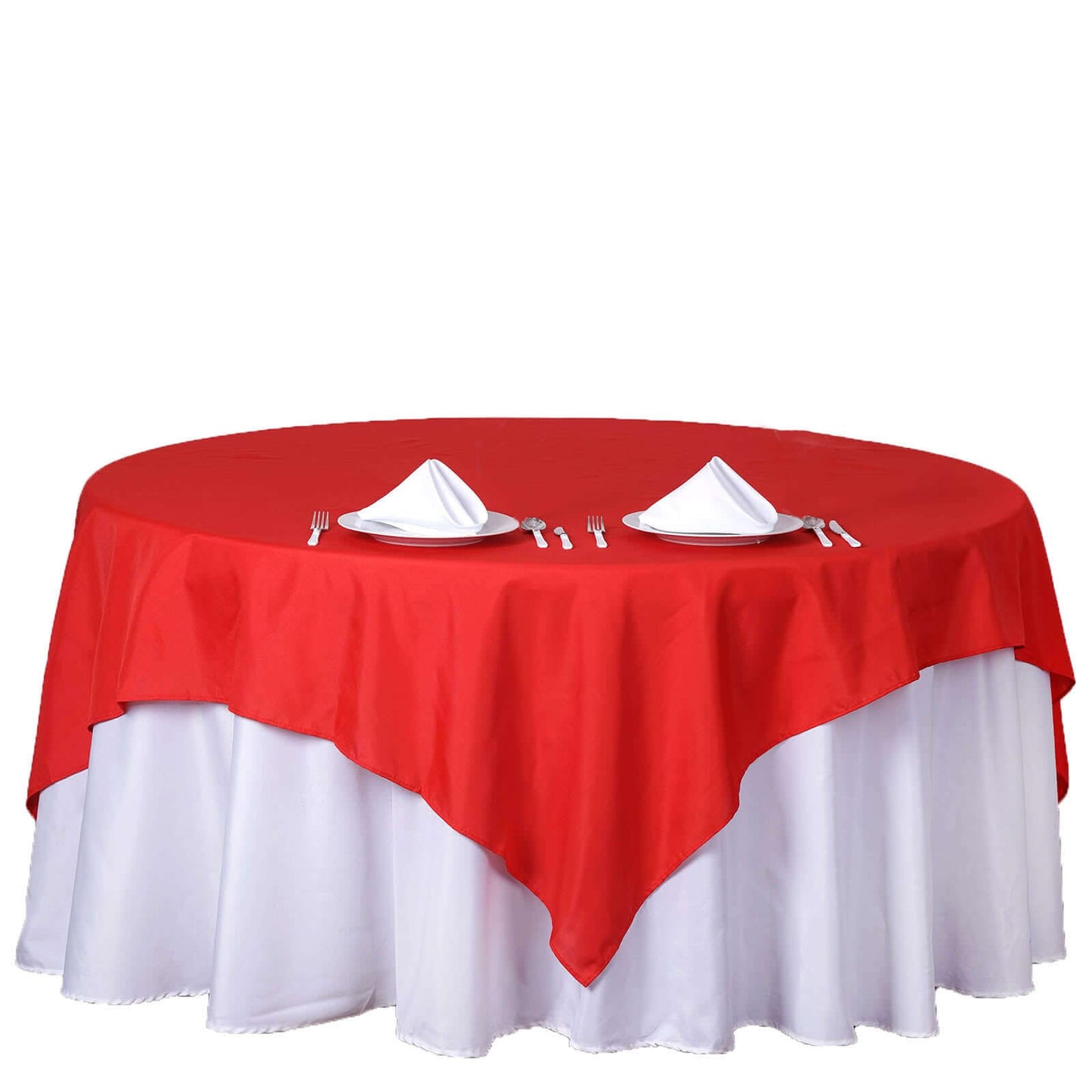 Polyester 70"x70" Table Overlay Square Tablecloth Red - Wrinkle-Resistant & Durable Table Cover