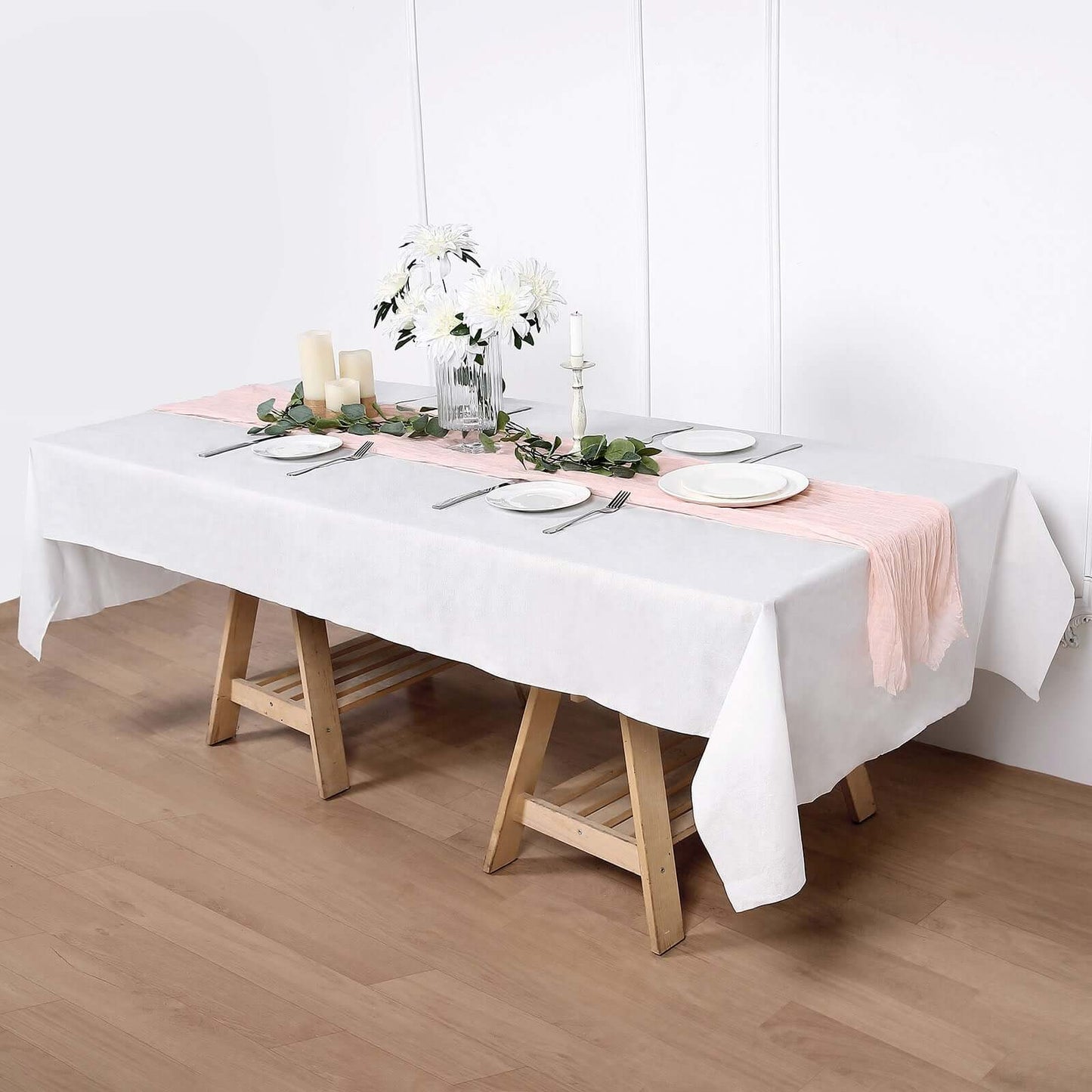 Linen-Like Paper 50"x108" Rectangle Tablecloth White - Disposable Airlaid Table Cover for Easy Cleanup