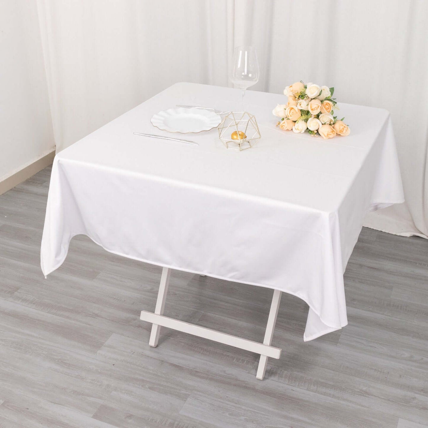 Scuba Square 54"x54" Tablecloth White - Wrinkle Free & Stain Resistant Table Cover for Weddings & Events