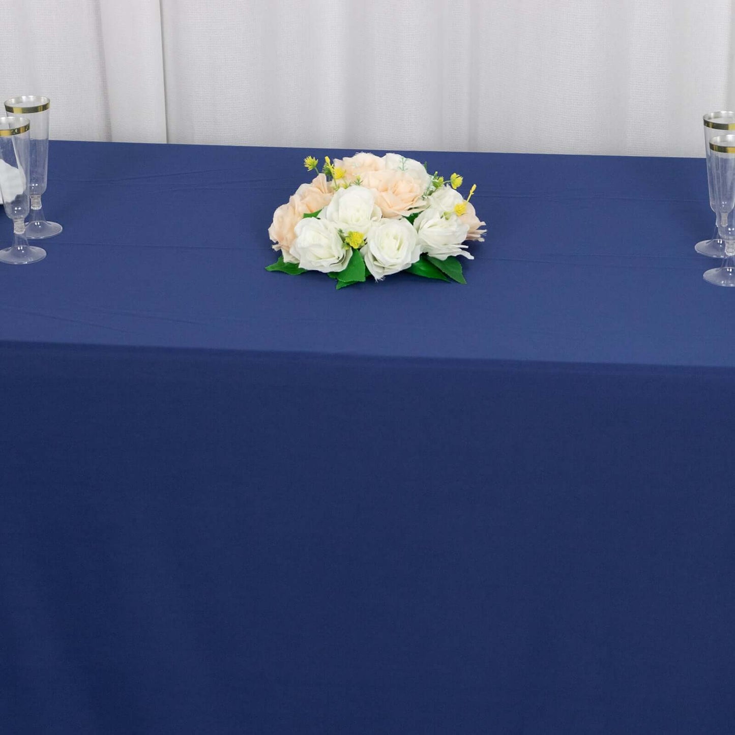 Scuba Rectangular 90"x132" Tablecloth Navy Blue - Wrinkle Free, Stain Resistant & Seamless Table Cover