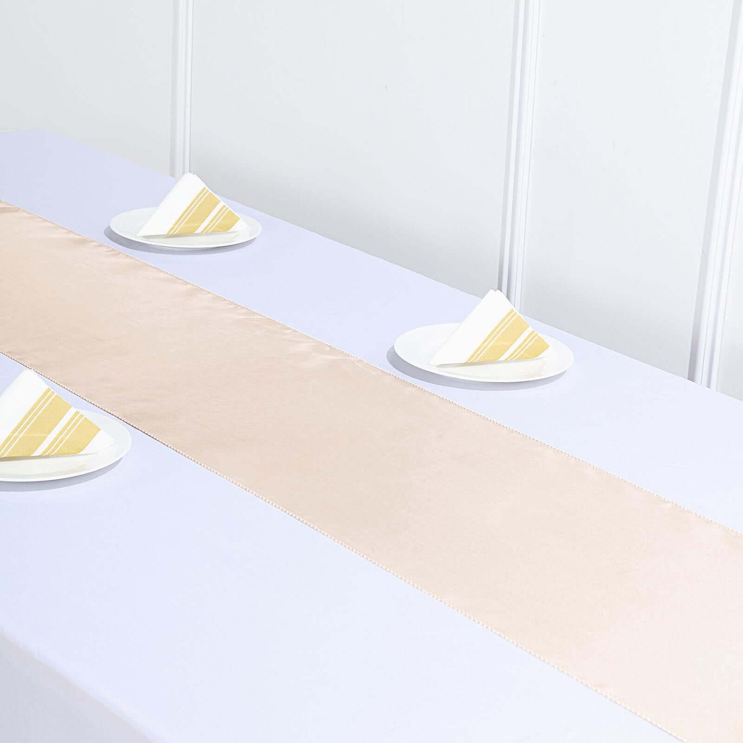 Satin 12"x108" Table Runner Beige - Stylish Table Linen