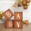 4 Pack Wood Grain Brown Boho Design DIY Prop Balloon Boxes, Gender Neutral Baby Shower Party Decorations