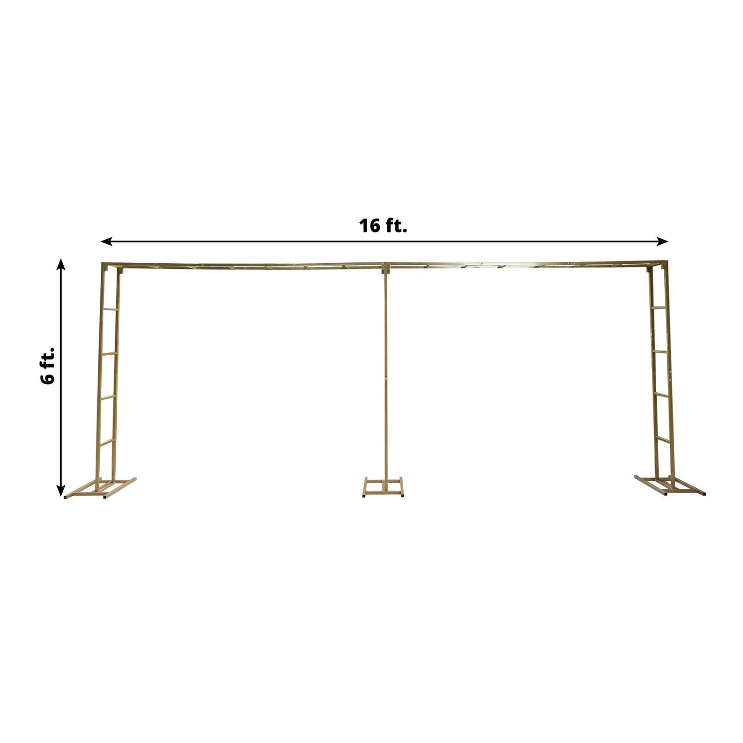 6ftx16ft Gold Rectangular Arbor - Freestanding 6' High Over the Table Stand, Backdrop Stand with Double Frame for Floral Balloon DÃ©cor