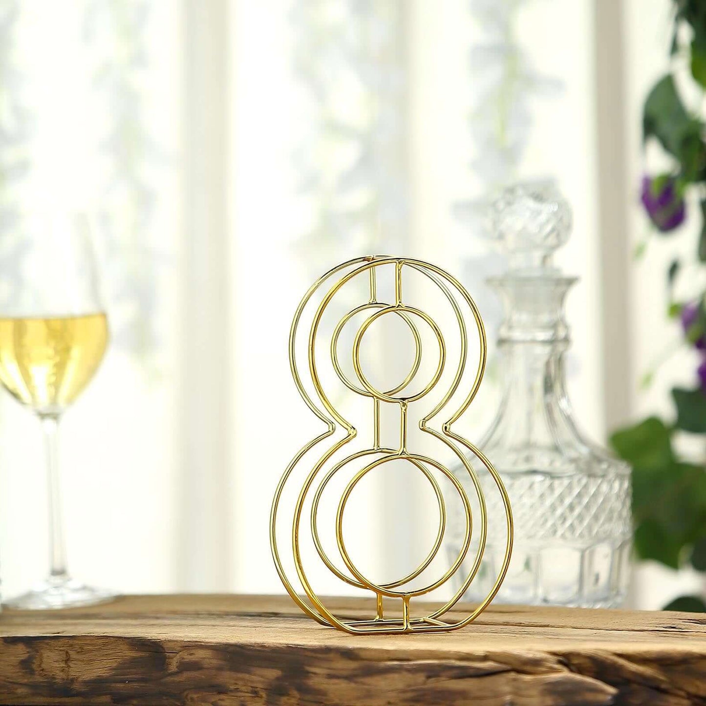 8" Tall Gold Freestanding 3D Decorative Metal Wire Numbers, Wedding Table Numbers -8