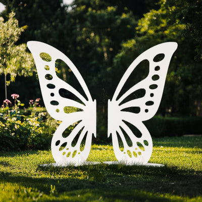 Freestanding Wooden Butterfly Wings Backdrop Large Butterfly Cut-Out Stand Photo Prop - White 4.5ftx3.5ft - Backdrops