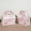 25 Pack Candy Treat Tote Boxes in French Toile Pattern - Matte Pink and White Party Favor Gable Boxes, Cardstock Paper - 6"x3.5"x7"
