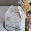 25 Pack White Sage Green Candy Gift Tote Gable Boxes in French Toile Pattern, Party Favor Treat Boxes - 6"x3.5"x7"