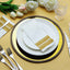 2-Pack Mirror Glass Round Charger Plates 13" with Metallic Gold Mirror Rhinestone Rim, Dazzling Decorative Chargers