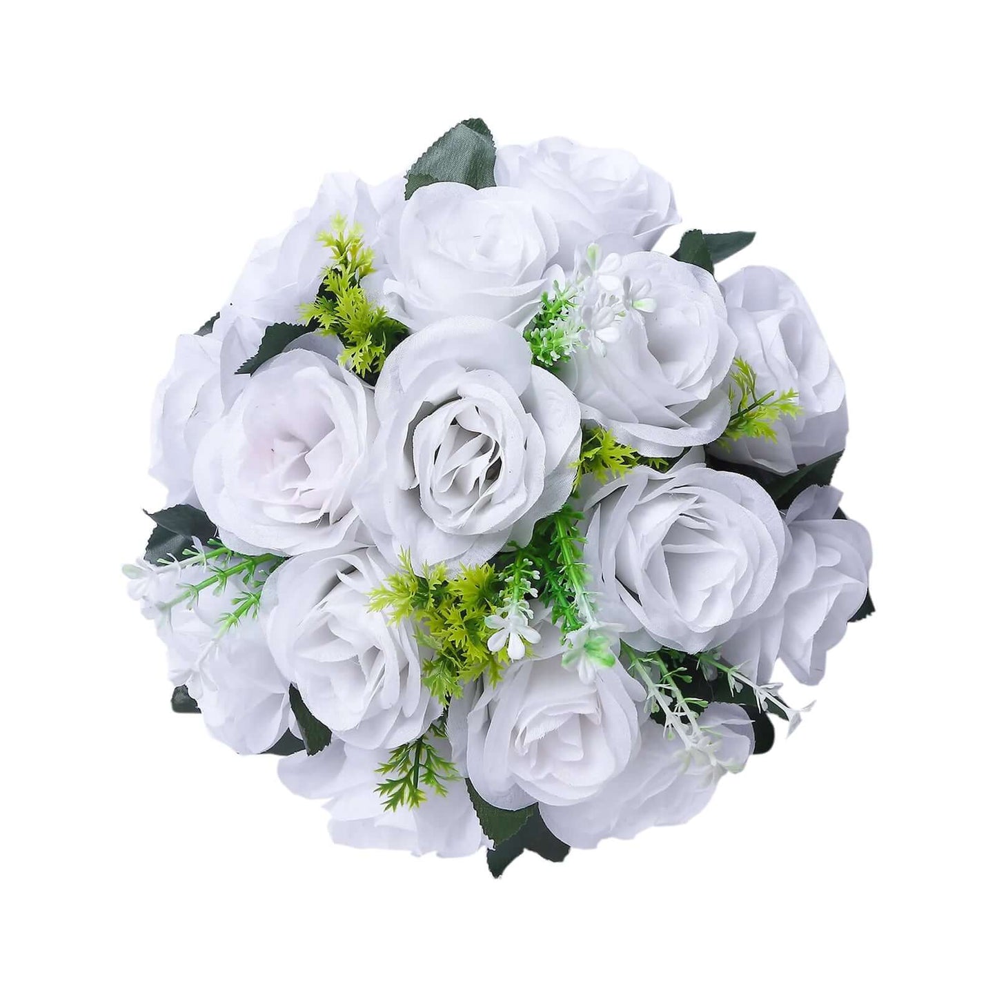 2 Pack White Silk 15-Head Rose Flower Balls For Centerpieces - 10", Artificial Kissing Ball Floral Arrangements
