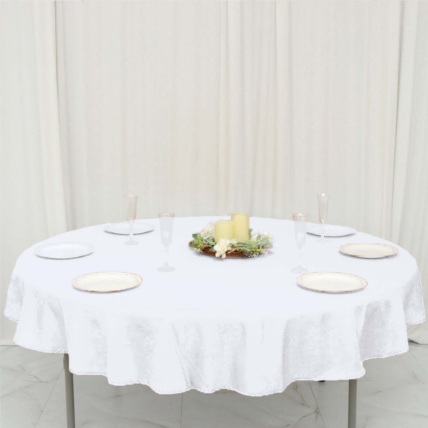Polyester 70" Round Tablecloth White - Durable & Wrinkle-Resistant Table Cover for Everyday Use