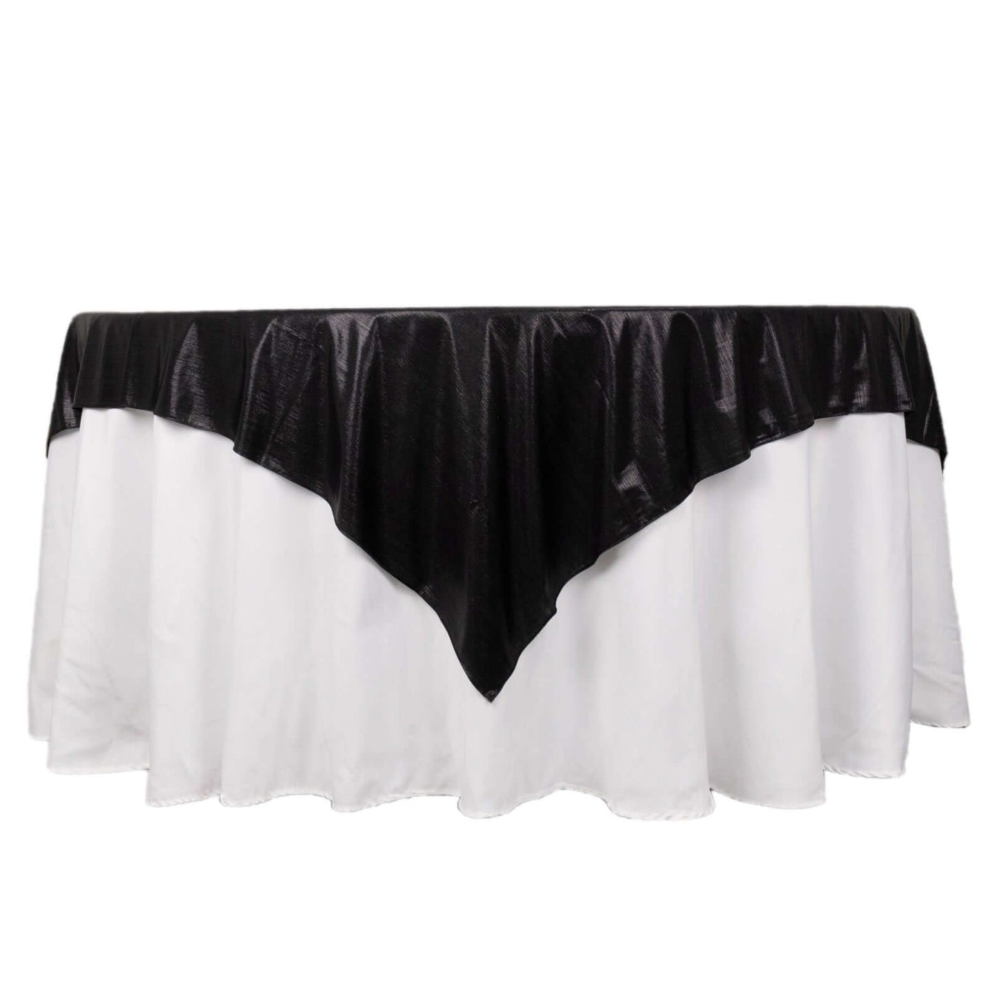 Polyester 72"x72" Table Overlay Square Tablecloth Black - Sequin Dots Wrinkle-Free Table Cover