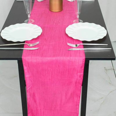 Taffeta 12"x108" Table Runner Fuchsia - Accordion Crinkle Design