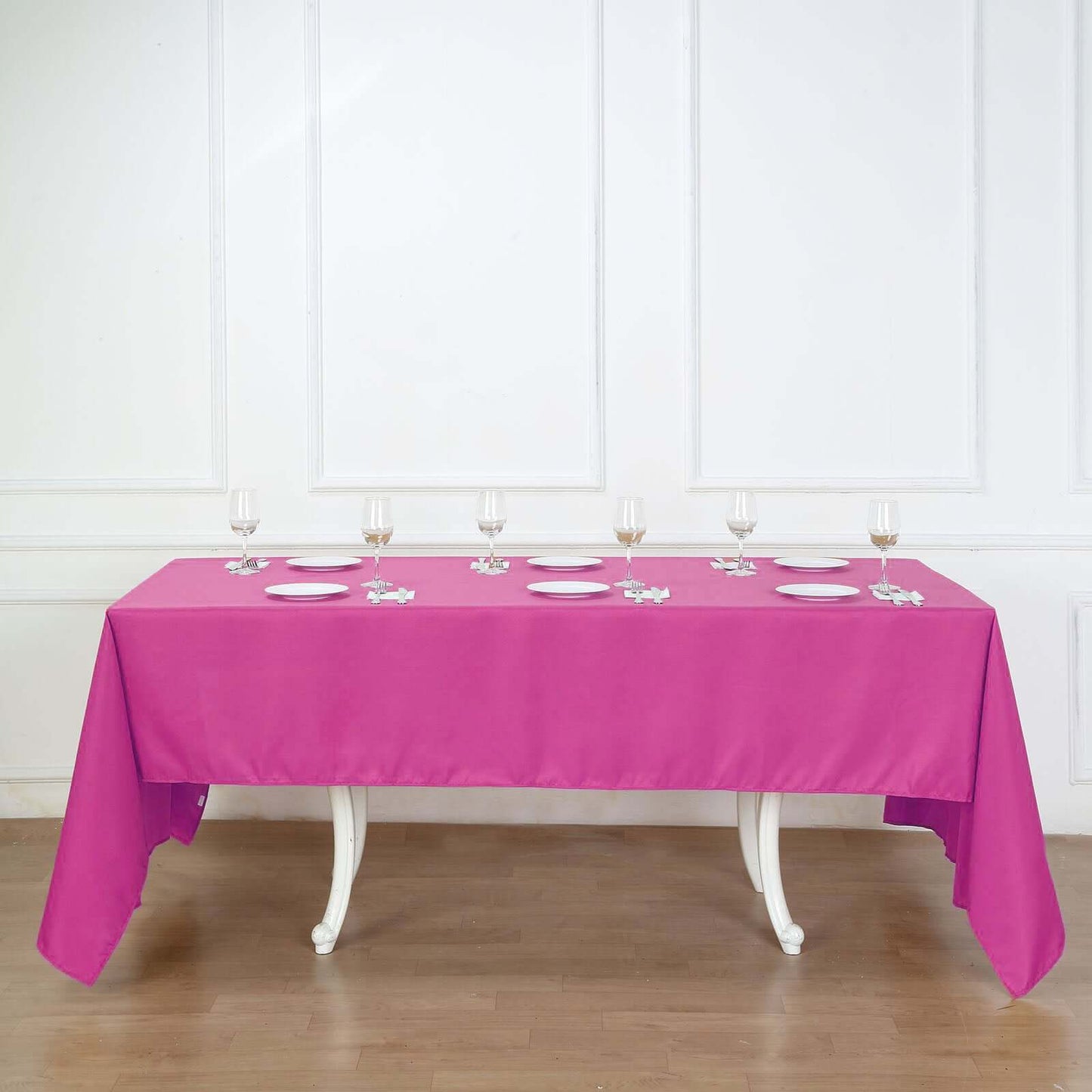 Polyester 60"x126" Rectangle Tablecloth Fuchsia - Wrinkle-Resistant Table Cover