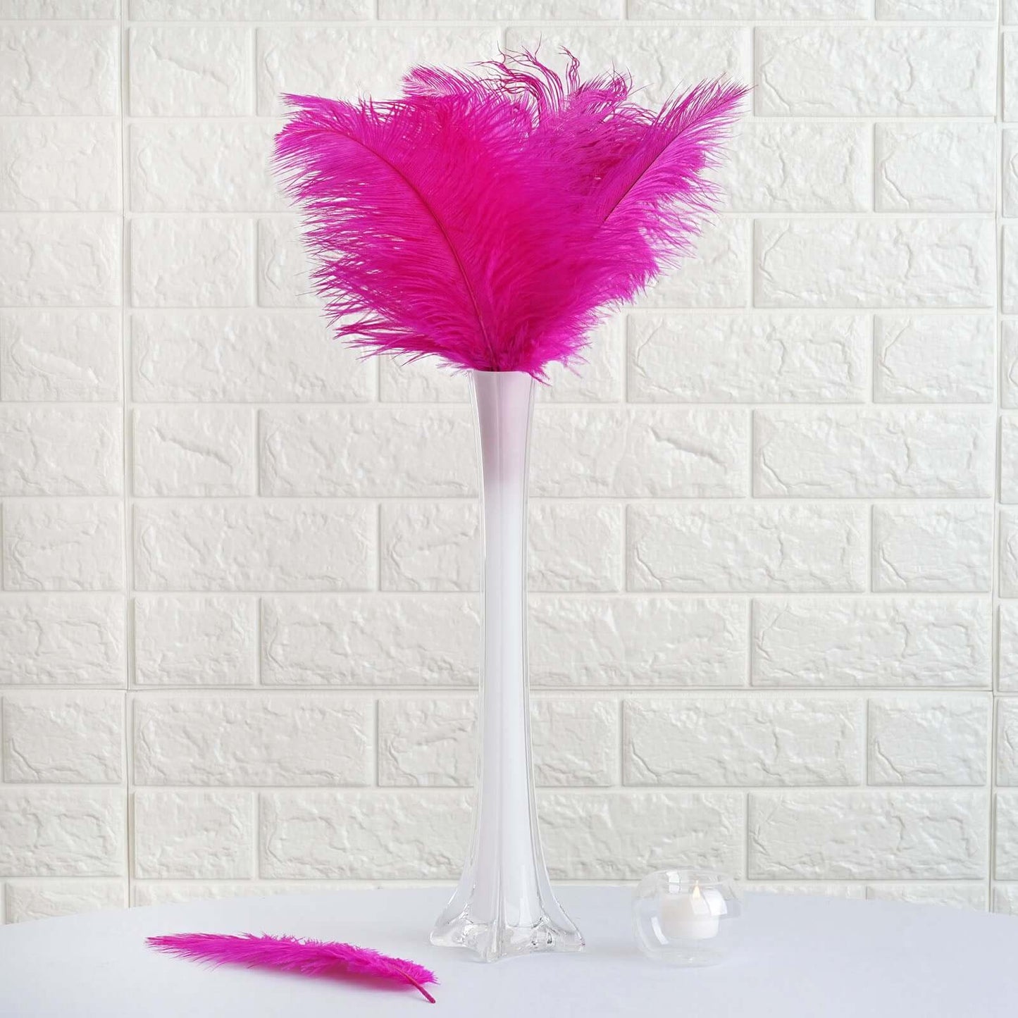 12 Pack 13"-15" Fuchsia Natural Plume Real Ostrich Feathers, DIY Centerpiece Fillers