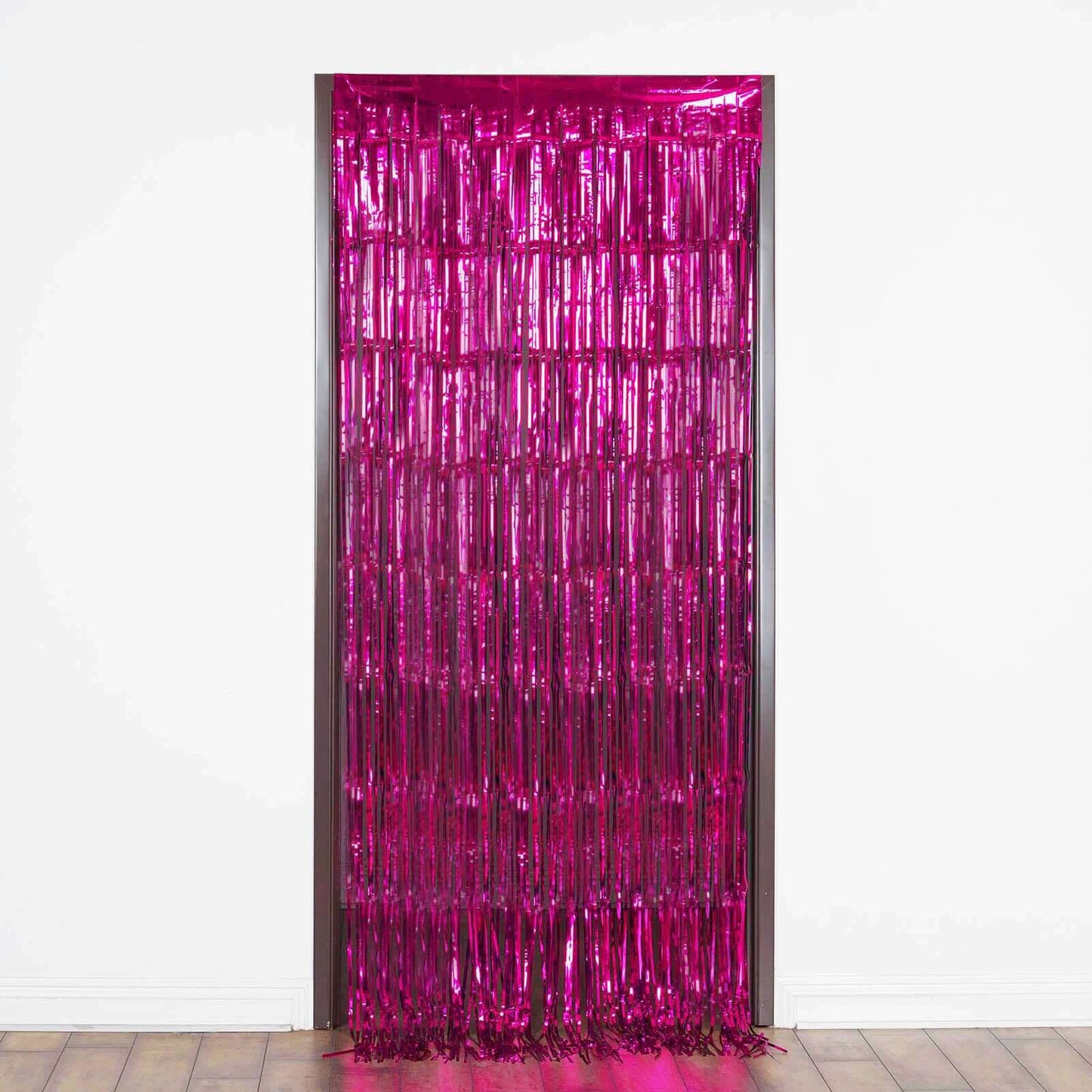 8ft Fuchsia Metallic Tinsel Foil Fringe Doorway Curtain Party Backdrop