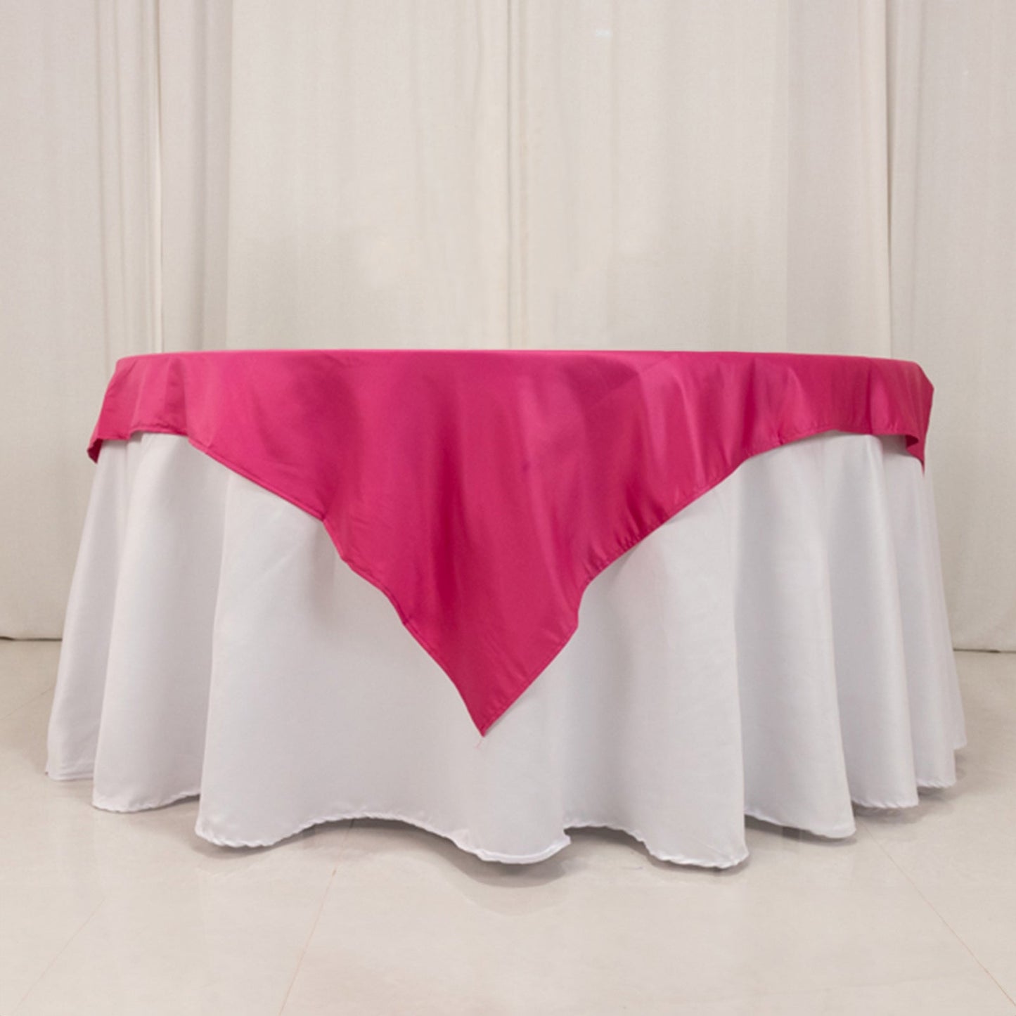 Lamour Satin 54"x54" Table Overlay Square Tablecloth Fuchsia - Durable & Silk-Like Table Cover