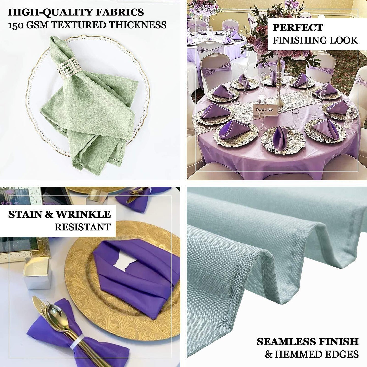 5 Pack Polyester 20"x20" Napkins Fuchsia - Wrinkle Resistant & Easy Care Cloth Napkins