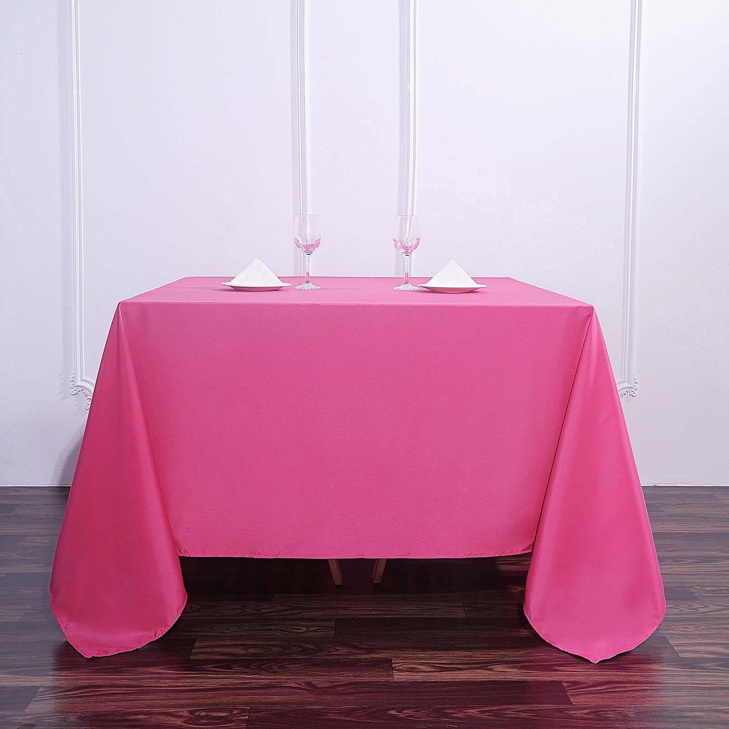 Polyester Square 90"x90" Tablecloth Fuchsia - Wrinkle-Resistant & Durable Table Cover