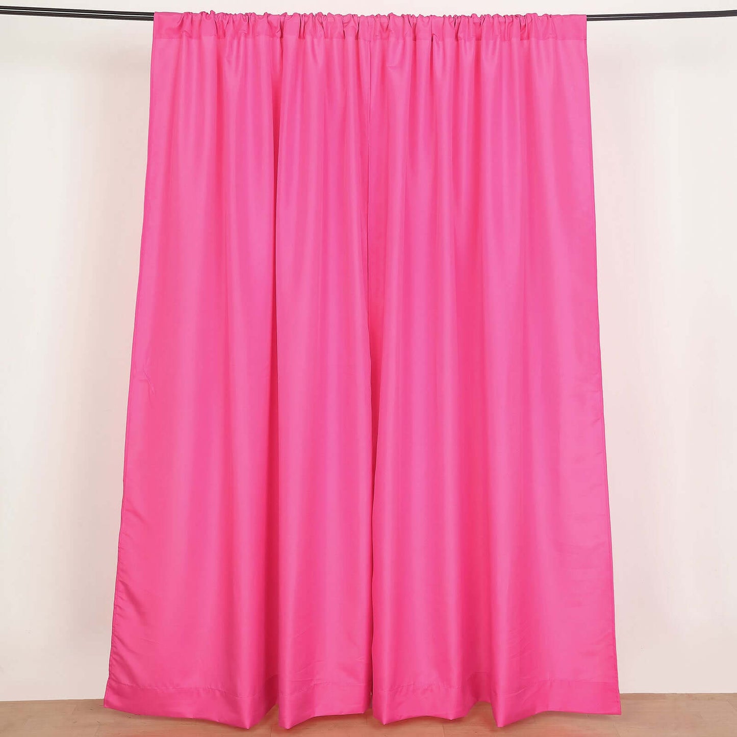 2 Pack Fuchsia Polyester Event Curtain Drapes, 10ftx8ft Backdrop Event Panels With Rod Pockets 130 GSM