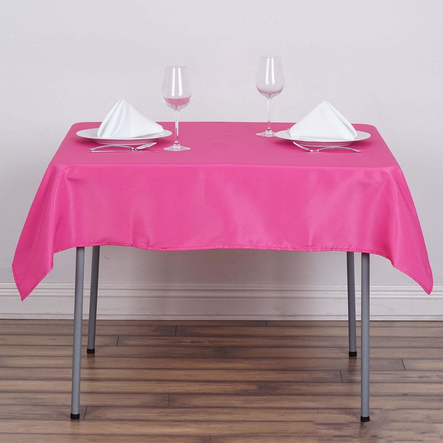 Polyester 54"x54" Table Overlay Square Tablecloth Fuchsia - Wrinkle-Resistant & Durable Table Cover