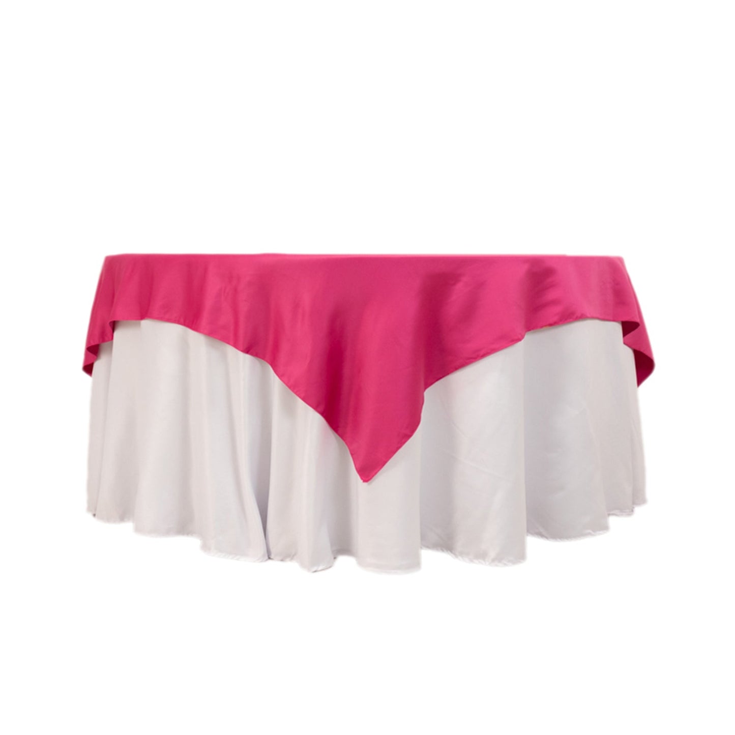 Lamour Satin 72"x72" Table Overlay Square Tablecloth Fuchsia - Smooth Finish Table Topper