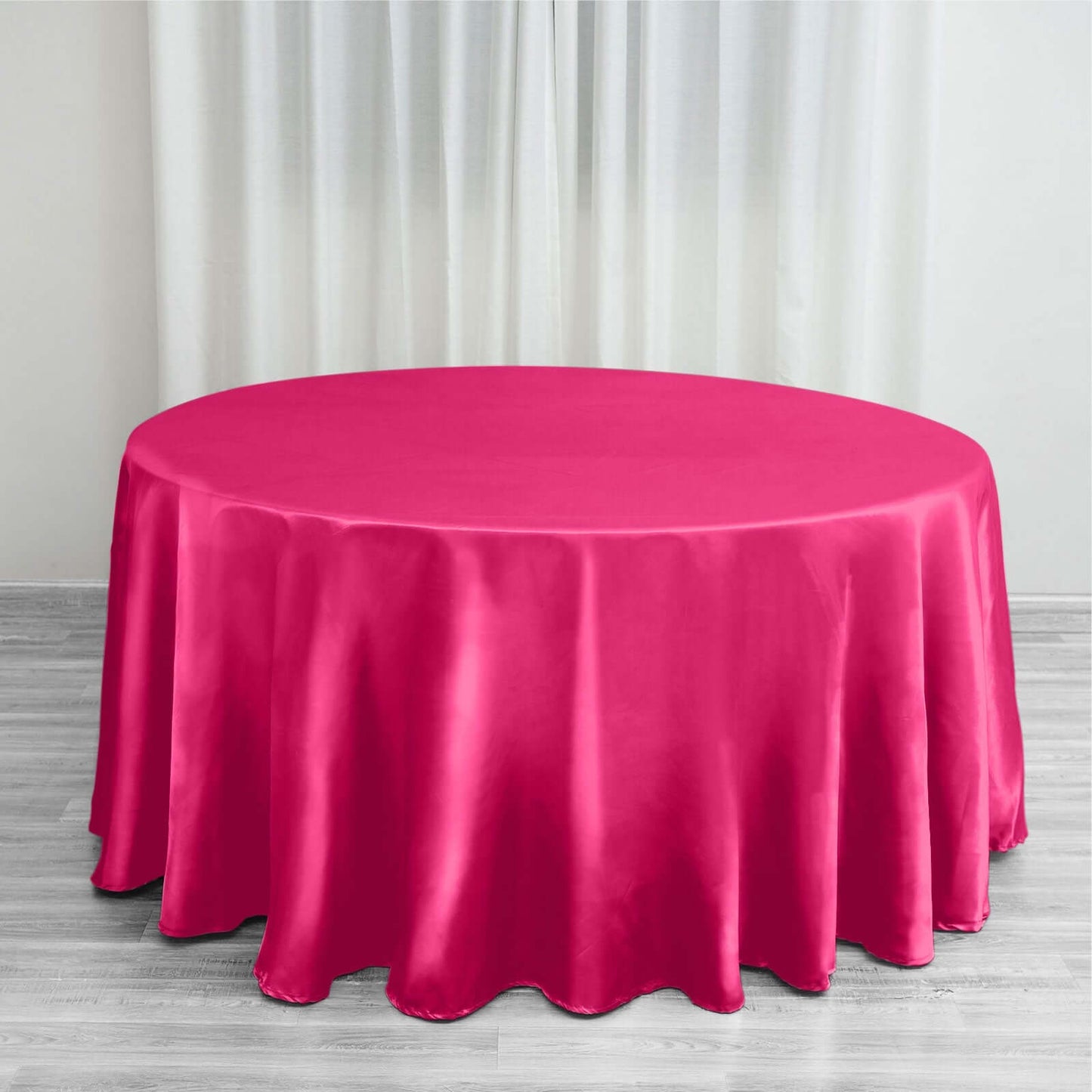 Satin 120" Round Tablecloth Fuchsia - Stylish Seamless Table Cover
