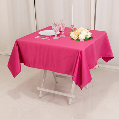 Lamour Satin 54"x54" Table Overlay Square Tablecloth Fuchsia - Durable & Silk-Like Table Cover
