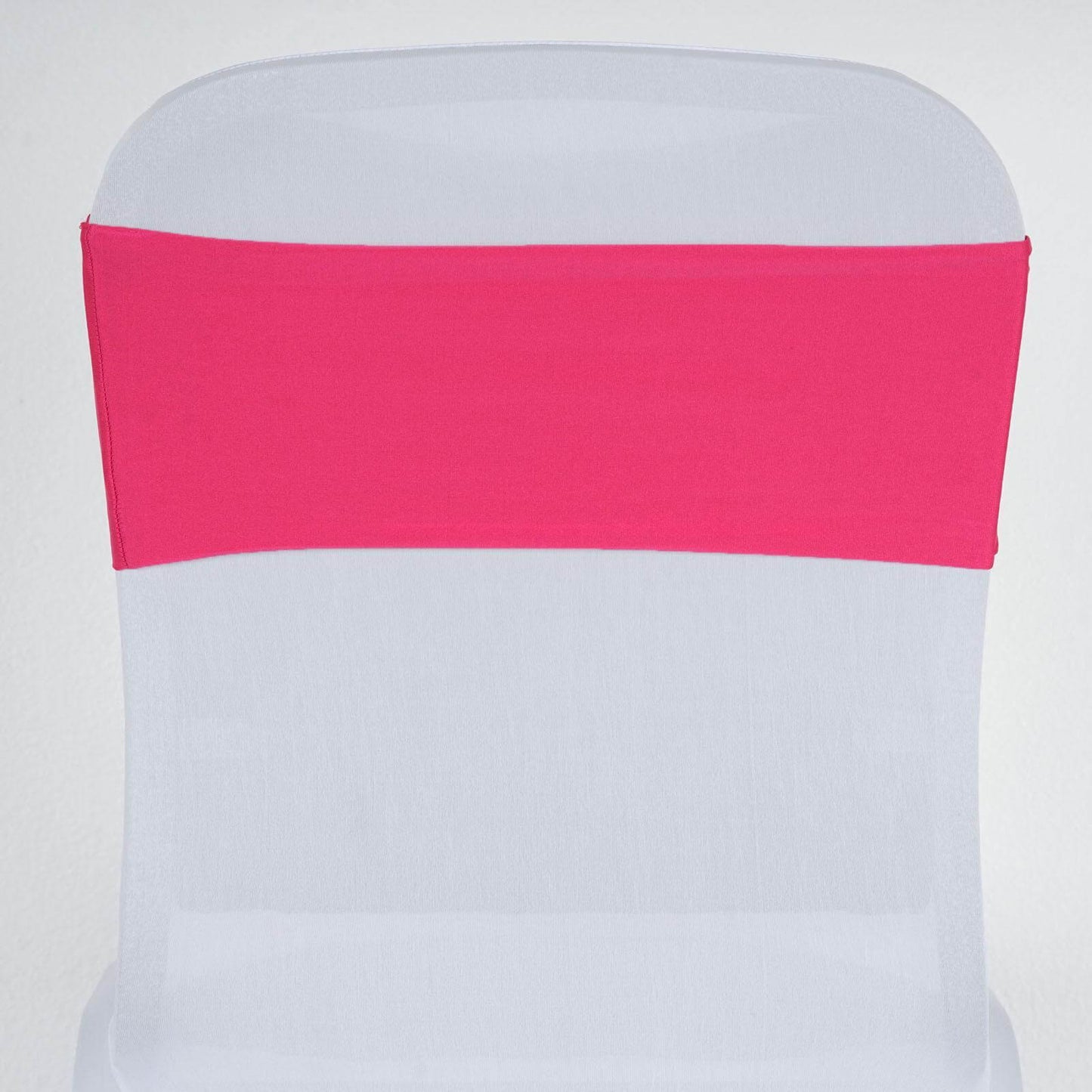 5 Pack Stretch Spandex Chair Sashes Fuchsia - Fitted Finish Two Ply Heavy Duty Chair Bands 5"x12"