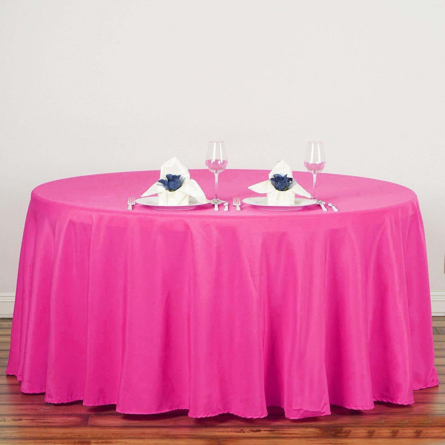 Polyester 132" Round Tablecloth Fuchsia - Seamless Chic Table Cover