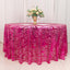 Sequin Mesh 120" Round Tablecloth Fuchsia/Silver - Seamless Wave Embroidered Table Cover