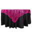 Mesh 72"x72" Table Overlay Square Tablecloth Fuchsia Silver - Wave Embroidered Sequins Table Topper
