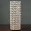 Full Crystal Beaded Candle Holder Shiny Gold Metal - Stylish Pillar Stand for Weddings 16"
