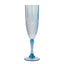 6-Pack Plastic Wedding Toast Flutes Dusty Blue Transparent Crystal Cut Style - Reusable Champagne Glasses 8oz
