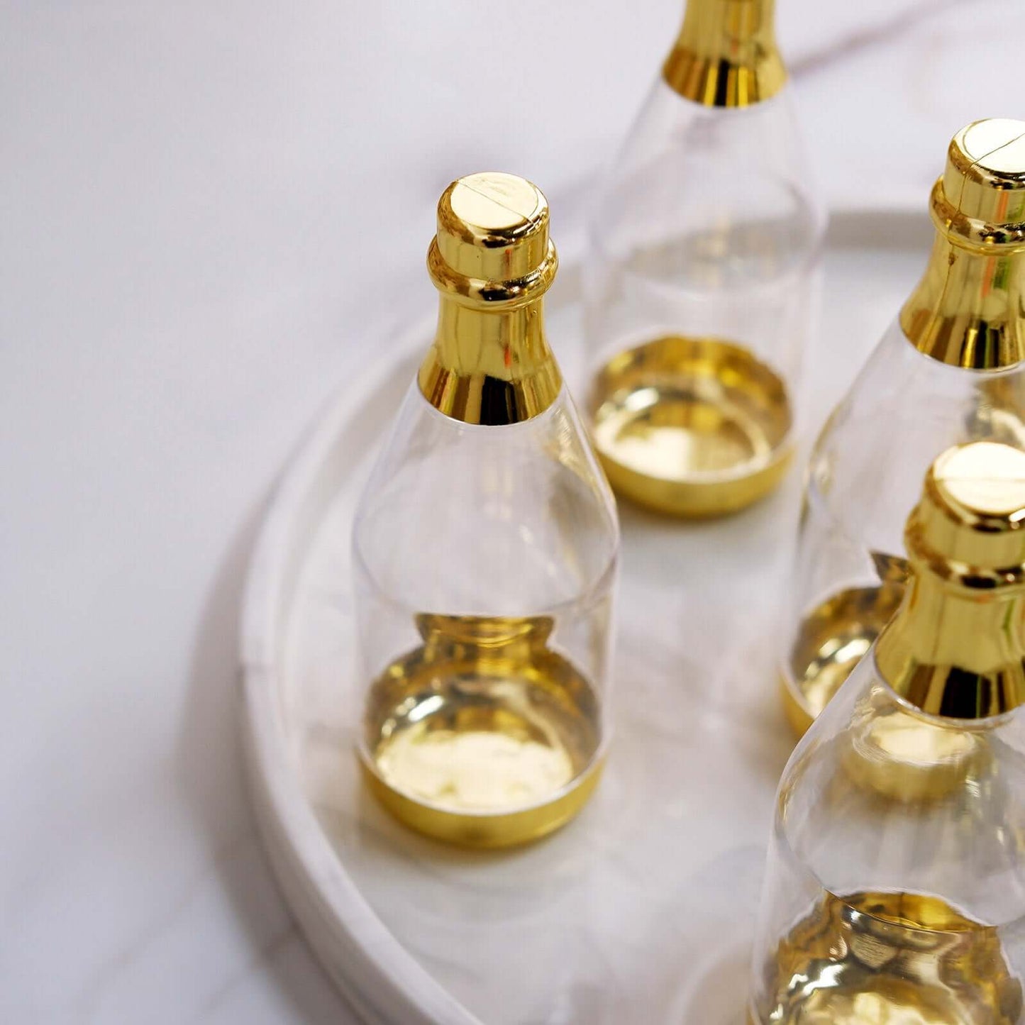 12-Pack Fillable Mini Champagne Bottle Candy Container Clear Gold - Unique Candy Treat Favor Containers 6"