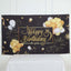 6ftx3ft Black Gold Happy Birthday Photo Booth Backdrop Decoration, Large Polyester Background Banner