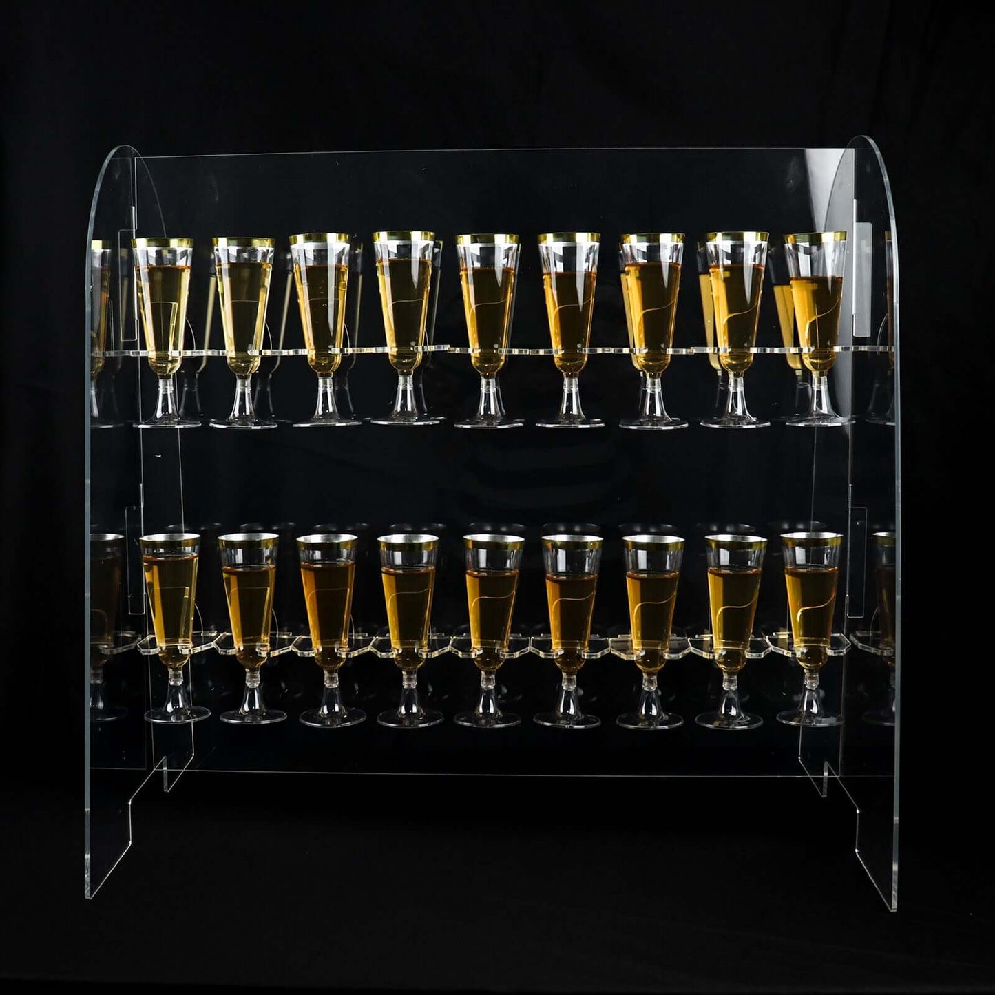 2-Tier Acrylic Champagne Glass Holder Display Stand Table Top Clear with 18 Hooks for Events & DIY Bars 25"