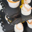3-Tier Plastic Square Cupcake Stand Tower Black - Charming Disposable Dessert Display Serving Tray Platter with Heart Wavy Edge & Gold Top Handle for Tea Parties Weddings & Special Occasions 13"