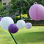 Set of 8 Mixed Purple White Hanging Paper Lanterns, Decorative Round Chinese Sky Lanterns, Assorted Sizes - 6",8",10",14"