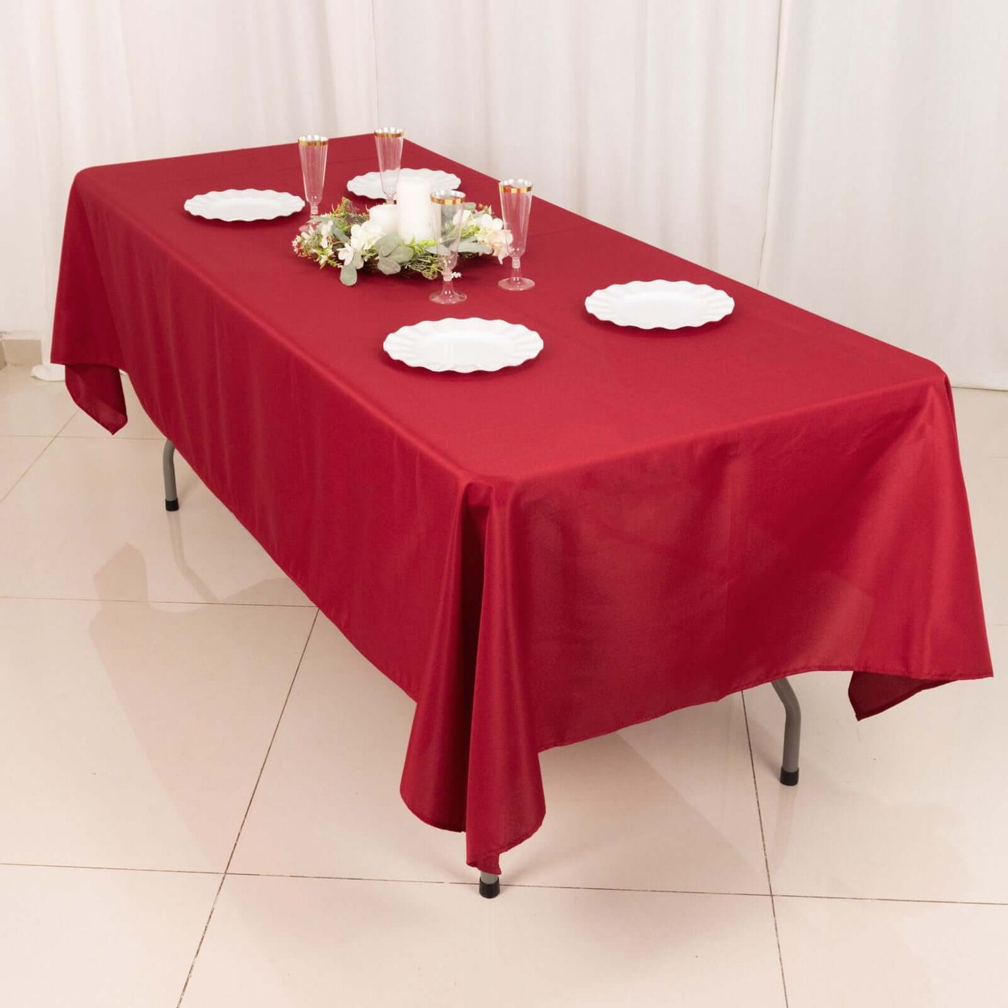 Polyester 60"x102" Rectangle Tablecloth Wine - Durable and Stylish Table Cover