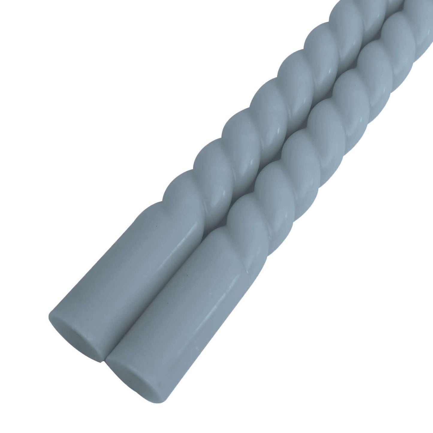 12-Pack Taper Candles Spiral Long Burn Wick Design Dusty Blue - Premium Unscented Wax Dinner Candle Sticks 11"