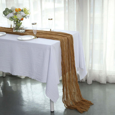 Gauze Cheesecloth 10ft Table Runner Taupe - Rustic Boho Style - Runners