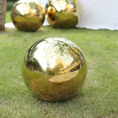 Gazing Globe Mirror Ball Reflective Hollow Stainless Steel Gold Sphere - Decorative Garden Accent Piece 20’’
