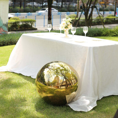 Gazing Globe Mirror Ball Reflective Hollow Stainless Steel Gold Sphere - Decorative Garden Display Ornament 22’’