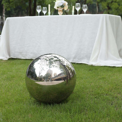 Gazing Globe Mirror Ball Reflective Hollow Stainless Steel Silver Sphere - Decorative Garden Display Piece 16’’