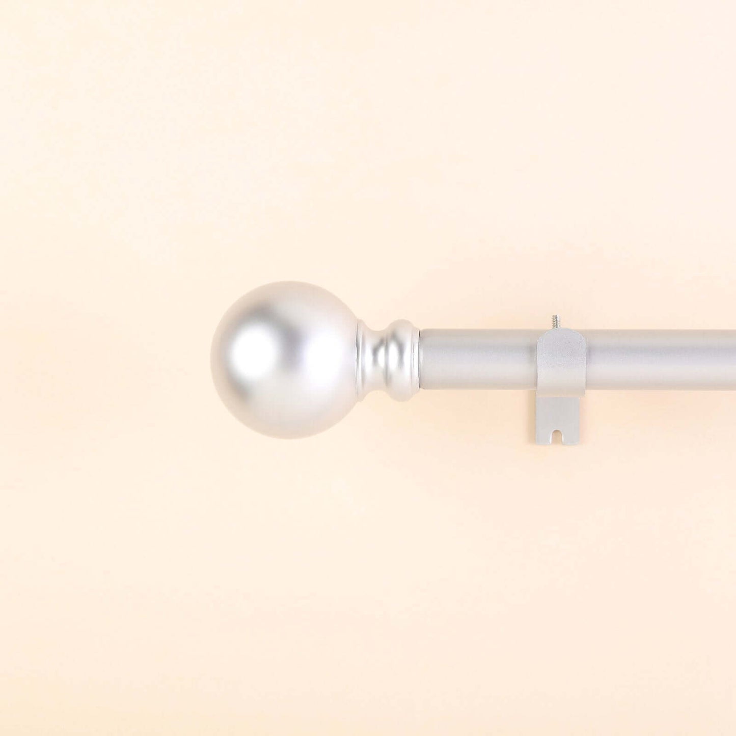 42"-126" Adjustable Curtain Rod Set, Silver, Round Finials