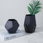 Set of 2 Glass Flower Vases Geometric Design Matte Black - Stylish Modern Candle Holder Centerpieces 5", 8"